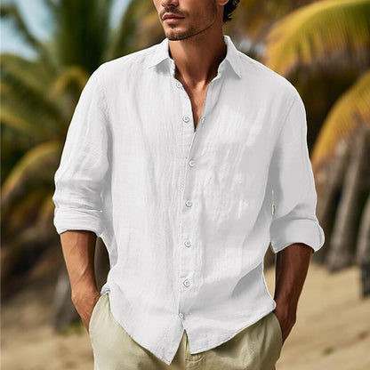 Camisa Lino Liso Blanco — modelo Simple Solid