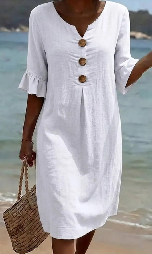 Vestido Midi Inés Blanco — frontal completo