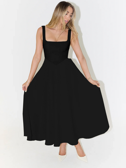 Vestido Maxi Paula negro — plano completo frontal