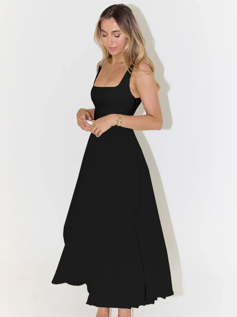 Vestido Maxi Paula negro — vista 3/4